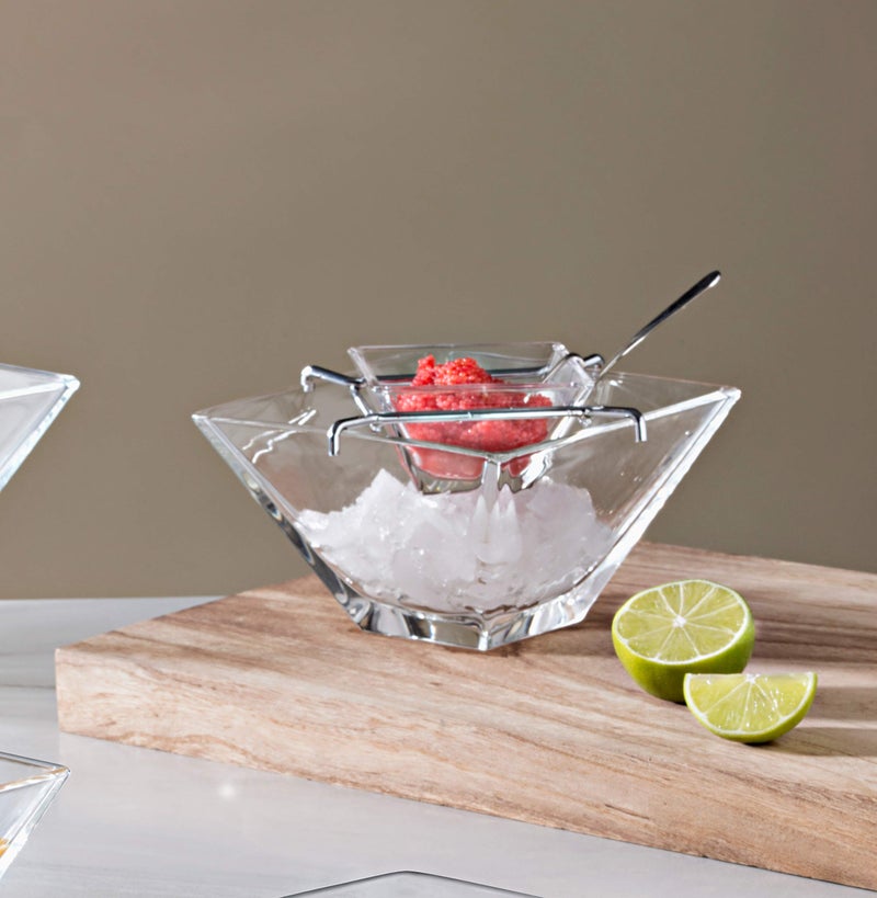 Barski - European Quality - Caviar Server With Spoon - Glass Divided Serving Dish Set - Bottom Bowl is 5.5" Diameter (Includes 4 pcs.) - Made in Europe - Image 3