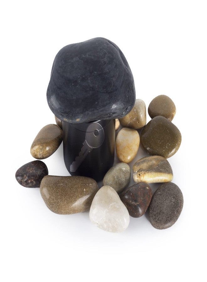 WOSHOP Hide A Key Holder Outdoor Natural Rock, Safe for Outdoor Garden or Yard (Black) - Image 1