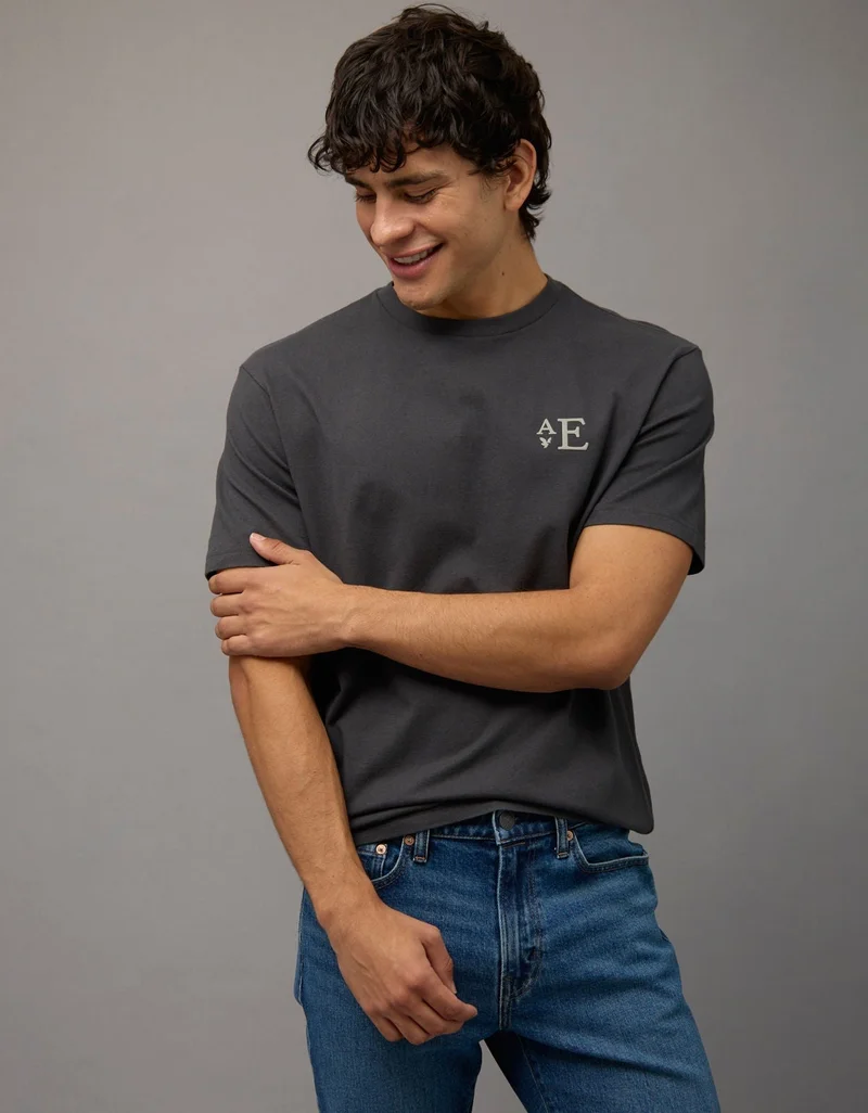 امريكان ايجل تي-شيرت بأكمام قصيرة بتصميم مصبوغ ومزين بطبعة