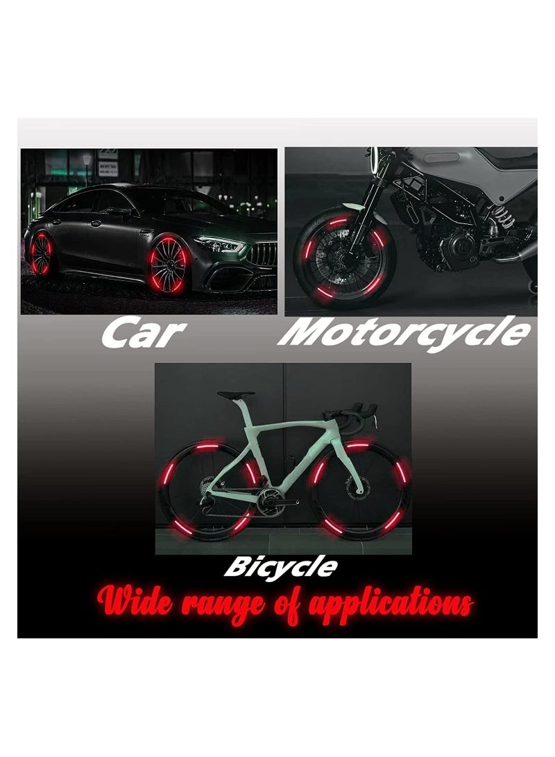Reflective Car Wheel Rim Stickers 20pcs Night Safety Warning Car Stickers Anti-Scratch Reflective Stickers Car Motorcycle Wheel Safety Decorative Car Decals Universal for Car Vehicle Truck (Red) - Image 4