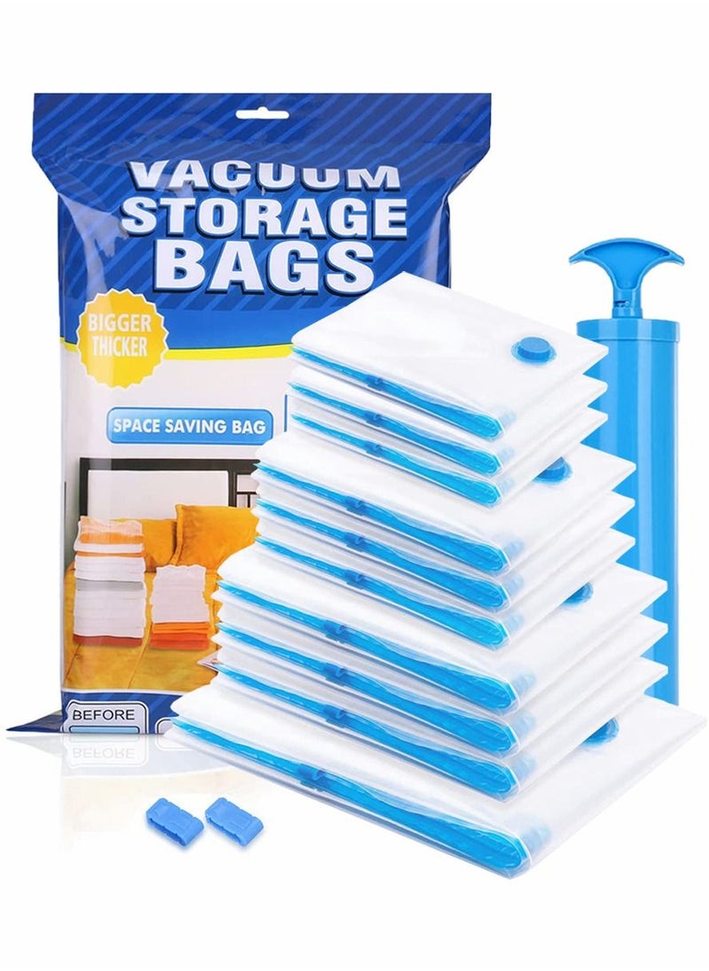 HomarKet 11 Pack Vacuum Storage Bags (1 Jumbo, 3 Large, 3 Medium, 3 Small , 1 hand pump ) Reusable Compression Bags for Travel And Closet Organization  - Image 1