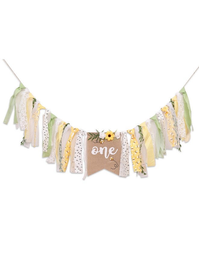 OTURGC Bee Theme 1st Birthday High Chair Banner - Baby Bee One Banner 1st Birthday Girl，bee Birthday Party Decorations，happy First Bee Day High Chair Banner Decoration，highchair banner 1st birthday girl，high chair banner first birthday girl - Image 1