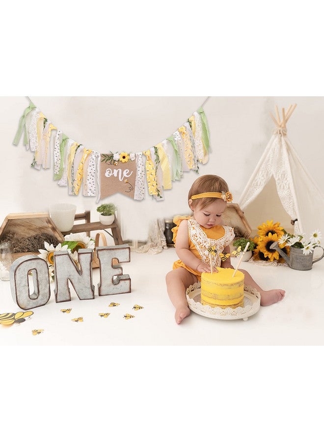 OTURGC Bee Theme 1st Birthday High Chair Banner - Baby Bee One Banner 1st Birthday Girl，bee Birthday Party Decorations，happy First Bee Day High Chair Banner Decoration，highchair banner 1st birthday girl，high chair banner first birthday girl - Image 4
