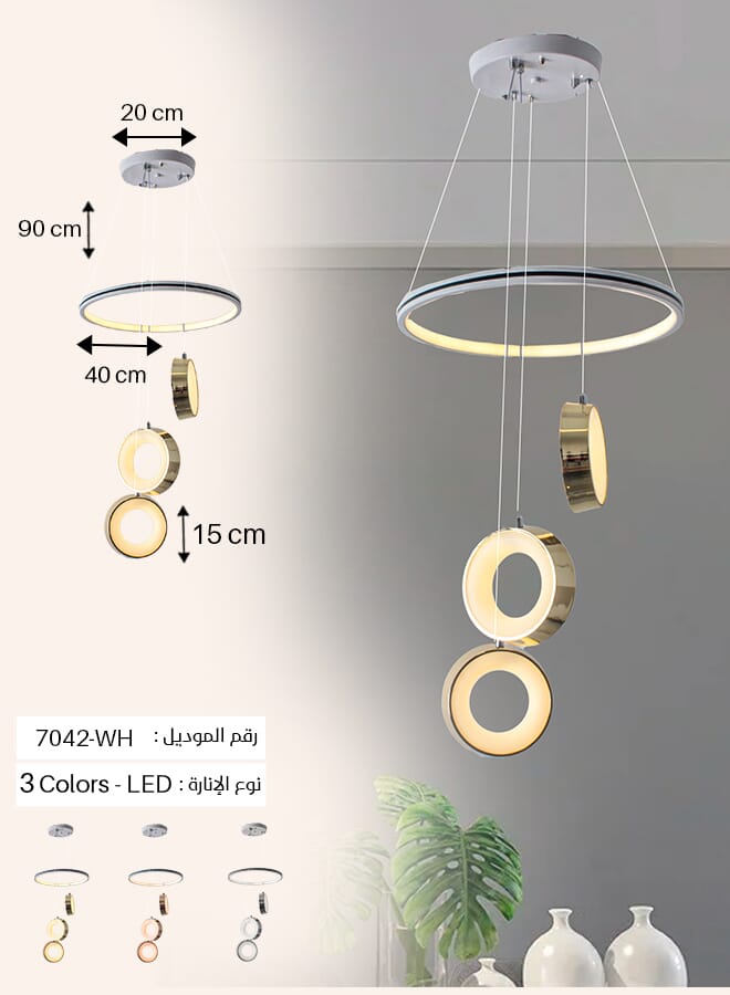 Best Power Modern 7042-3 LED Dimmable Chandelier with 3 Adjustable Brightness Levels Indoor Lighting - Elegant 3 Lighting Lamps Design for Living Spaces - Image 3