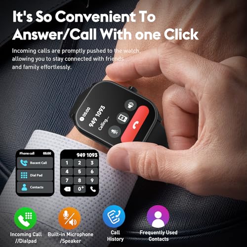 AOLON Curve Smart Watch for Men Women Answer Make Calls, 2.01" Fitness Tracker with 100 Sport Modes, Step Counter Heart Rate Sleep Tracker Accurate, IP68 Waterproof Fitness Watch for Android iOS, Black - Image 4