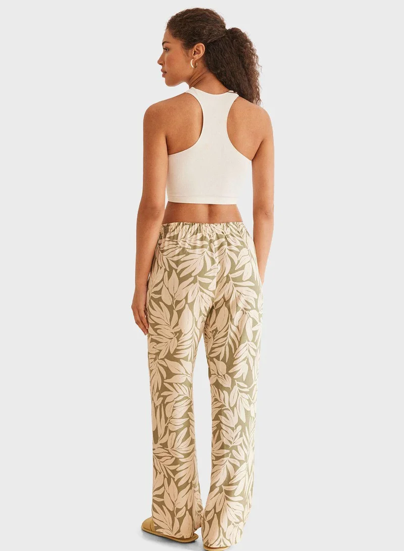 ومن سيكريت Pyjama Pants With Leaf Print