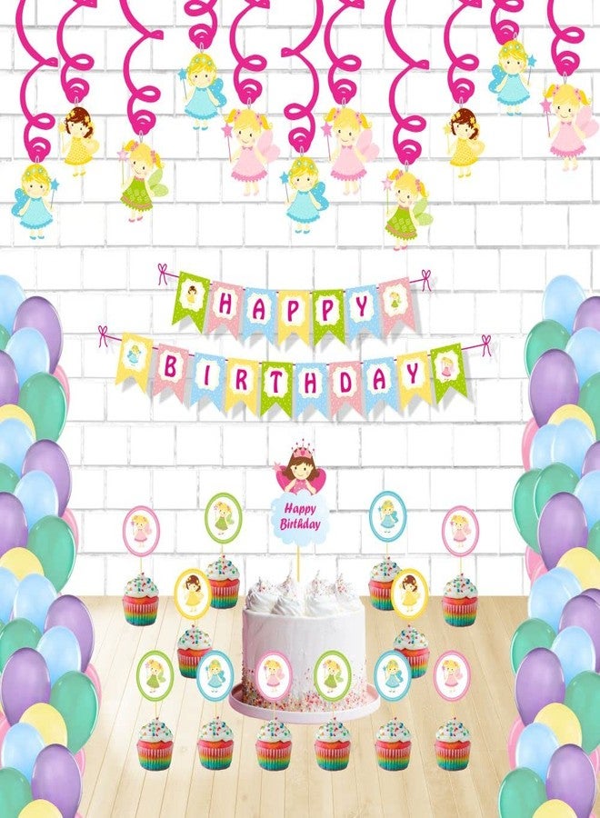 Untumble Fairy Theme First Birthday Party Swirl and Cup Cake Toppers Decorations Kits for House Parties (Pack of 54 Pieces) - Image 1