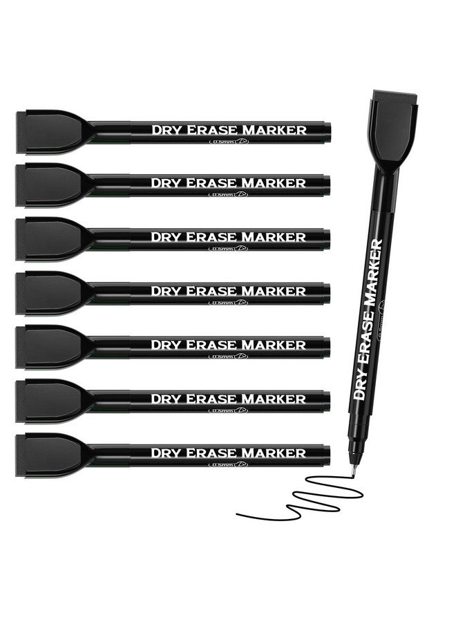 MaxGear Dry Erase Markers, Black Whiteboard Markers Extra Fine Tip 0.5 Mm, Ultra Fine Tip Dry Erase Markers With Eraser, Magnetic White Board Dry Erase Markers Black Bulk For Office School, 8 Count - Image 1
