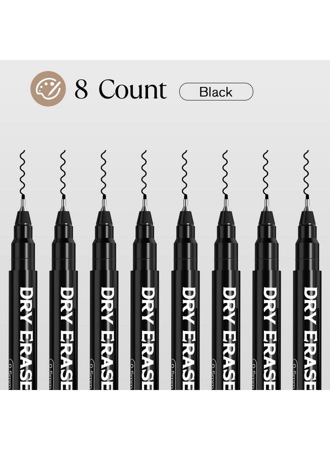MaxGear Dry Erase Markers, Black Whiteboard Markers Extra Fine Tip 0.5 Mm, Ultra Fine Tip Dry Erase Markers With Eraser, Magnetic White Board Dry Erase Markers Black Bulk For Office School, 8 Count - Image 5