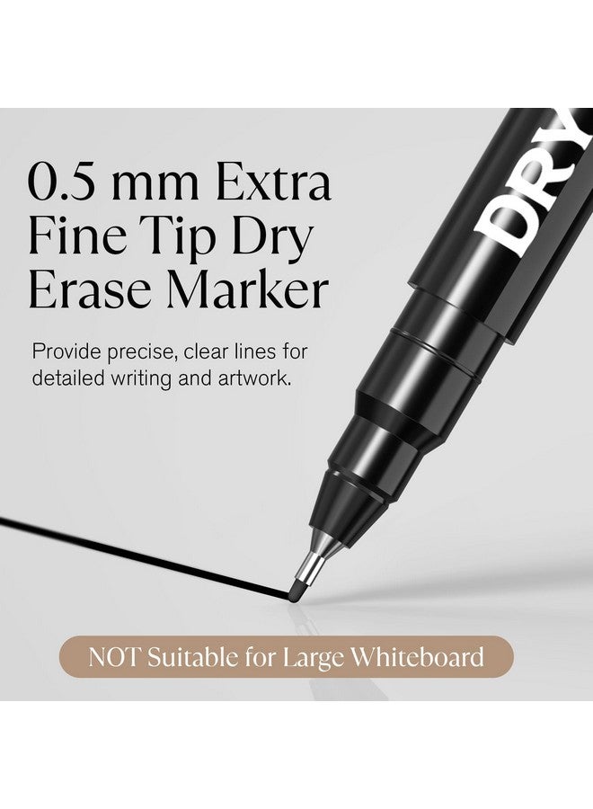 MaxGear Dry Erase Markers, Black Whiteboard Markers Extra Fine Tip 0.5 Mm, Ultra Fine Tip Dry Erase Markers With Eraser, Magnetic White Board Dry Erase Markers Black Bulk For Office School, 8 Count - Image 2