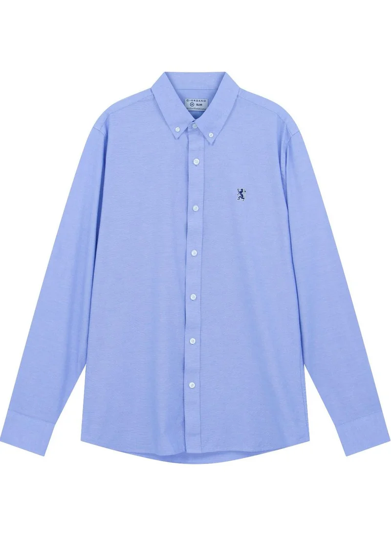 Men’s Cotton Slim Oxford Shirt with Embroidery