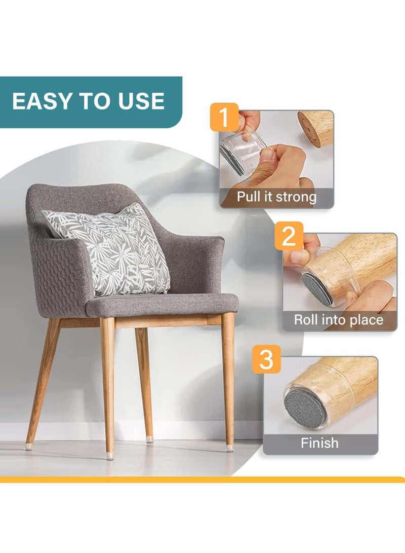 روك بو 24 قطعة كرسي الساق الكلمة حماة سيليكون شعر الأثاث الساق منصات قبعات يغطي للأرضيات الصلبة (تناسب 1.3-2 بوصة) - Image 3