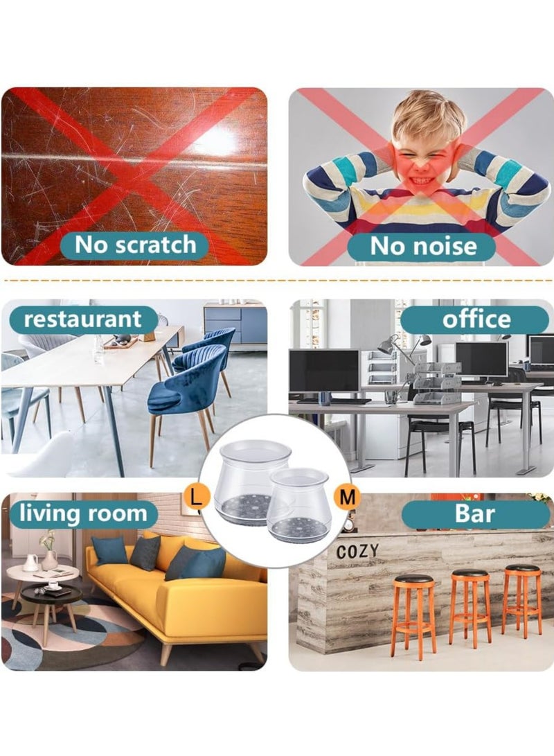 روك بو 24 قطعة كرسي الساق الكلمة حماة سيليكون شعر الأثاث الساق منصات قبعات يغطي للأرضيات الصلبة (تناسب 1.3-2 بوصة) - Image 5