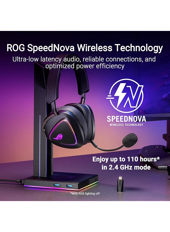 ASUS ROG Delta II Wireless Gaming Headset (BT, ROG SpeedNova 2.4GHz, 3.5mm, 50mm Titanium-Plated Drivers, 10mm Super-Wideband Mic, 110HR Battery, DualFlow Audio, for PC, Switch, PS5, Xbox)- Black - Image 3