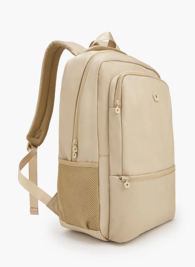 Missy taupe Solid Backpack With Adjustable Shoulder Straps  | Best Price UAE