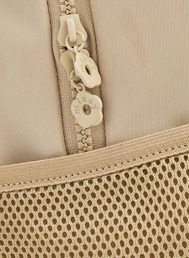 Missy taupe Solid Backpack With Adjustable Shoulder Straps  | Best Price UAE