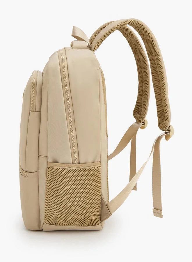 Missy taupe Solid Backpack With Adjustable Shoulder Straps  | Best Price UAE