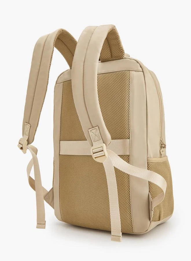 Missy taupe Solid Backpack With Adjustable Shoulder Straps  | Best Price UAE