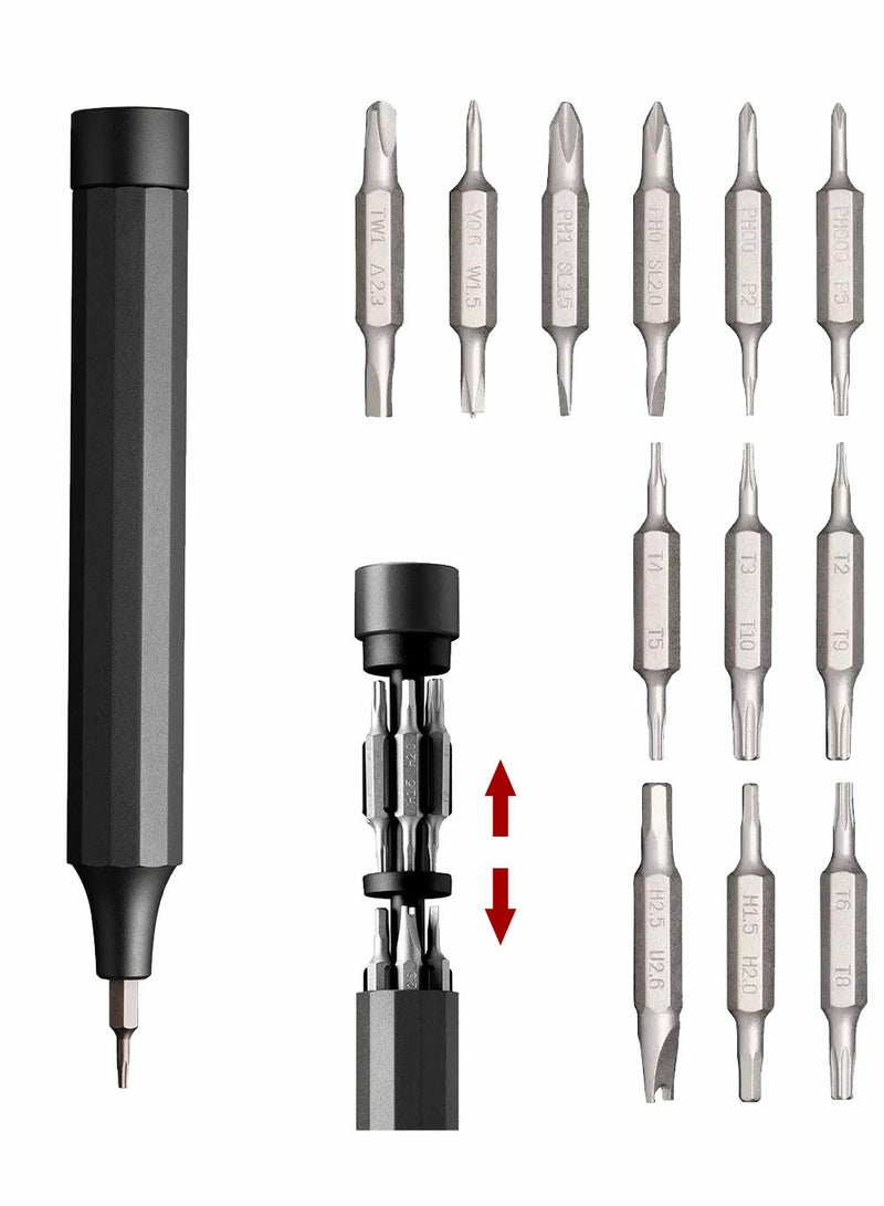 مجموعة مفكات أقلام 24 في 1 جيب دقيق مصغر مغناطيسي مجموعة مفكات صغيرة مع 24 قطعة بت ستيال S2 فيليبس ومسطحة - Image 1