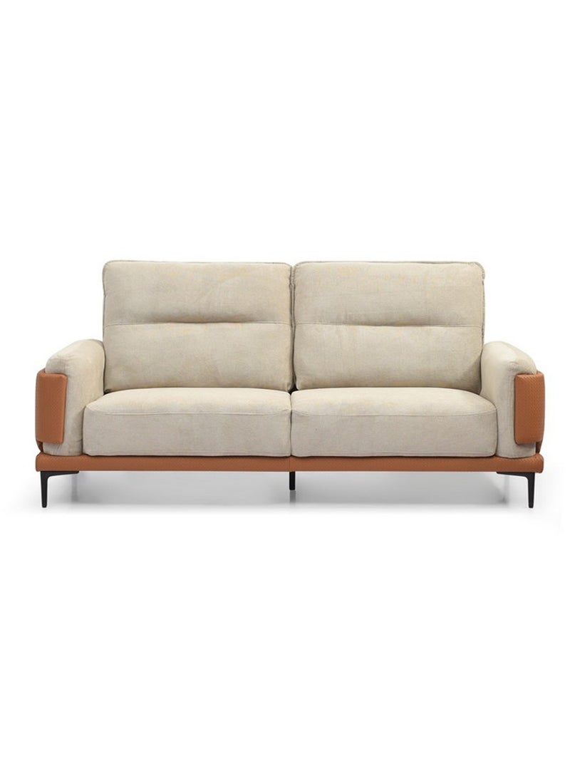 ROYALOAK Royaloak Leon 3 Seater Sofa – Fabric & Leatherette Upholstery, Modern Design, Spacious & Comfortable Seating – Living Room Furniture  - Image 1