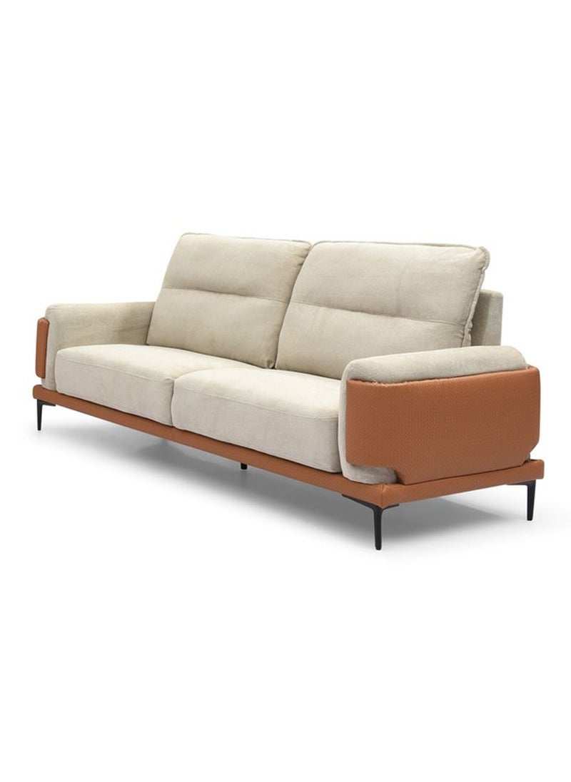 ROYALOAK Royaloak Leon 3 Seater Sofa – Fabric & Leatherette Upholstery, Modern Design, Spacious & Comfortable Seating – Living Room Furniture  - Image 2