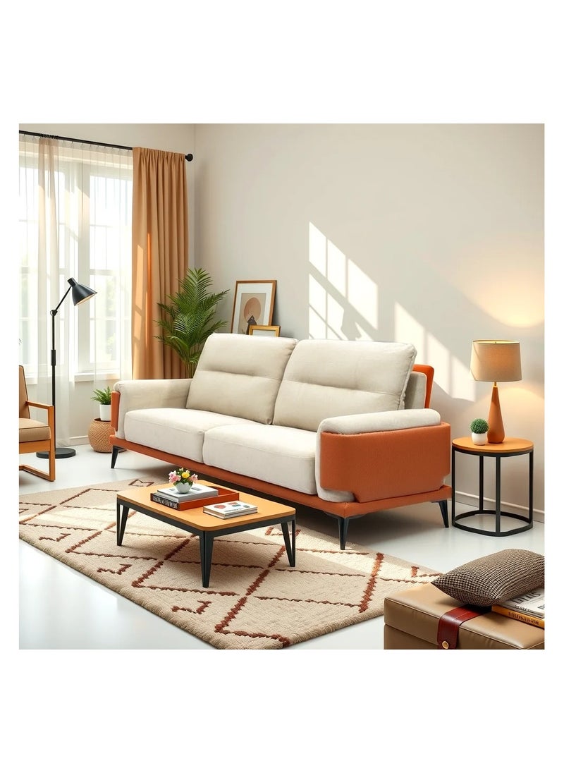 ROYALOAK Royaloak Leon 3 Seater Sofa – Fabric & Leatherette Upholstery, Modern Design, Spacious & Comfortable Seating – Living Room Furniture  - Image 3