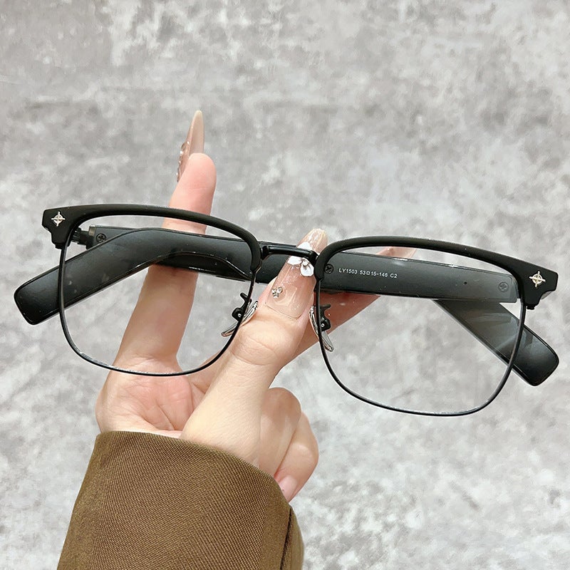 1503 New Ai Intelligent Translation Wireless Bluetooth Glasses Women's Half Frame Business Frame Headphones Anti-Blue Light Myopia Glasses - Image 3