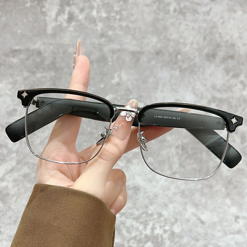 1503 New Ai Intelligent Translation Wireless Bluetooth Glasses Women's Half Frame Business Frame Headphones Anti-Blue Light Myopia Glasses - Image 4