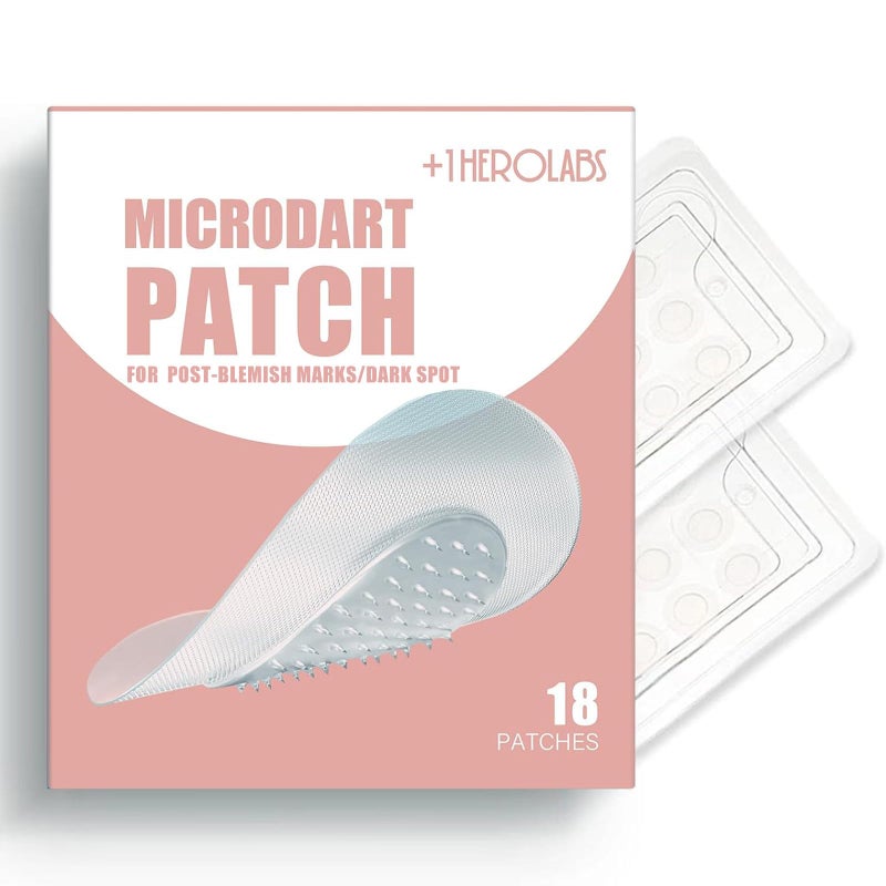 +1HEROLABS +1هيرولابس لاصقة ميكرو دارت لعلاج حب الشباب لمرحلة ما بعد حب الشباب - لاصقة ميكرو إبرة للبثور، للبقع الداكنة، والاحمرار بعد العيوب، وفرط التصبغ، لاصقات حب الشباب القابلة للذوبان ذاتيًا - 18 قطعة - Image 1