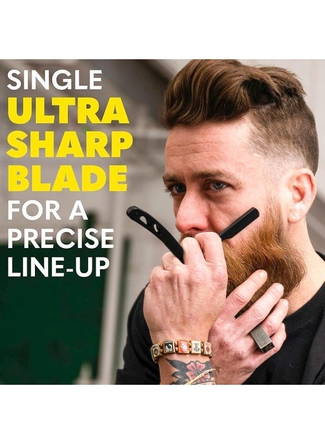 OASIS-TH Professional Cut Straight Razor, Single Blade Barber Quality Moustache & Beard Shaving Razor Black, Stainless Steel Professional Barber Straight Edge Shavette Cut  Razor Straight Razor for Men - Premium Single Blade Cutthroat Razor (Black steel scraper + 20 blades + box) - Image 2
