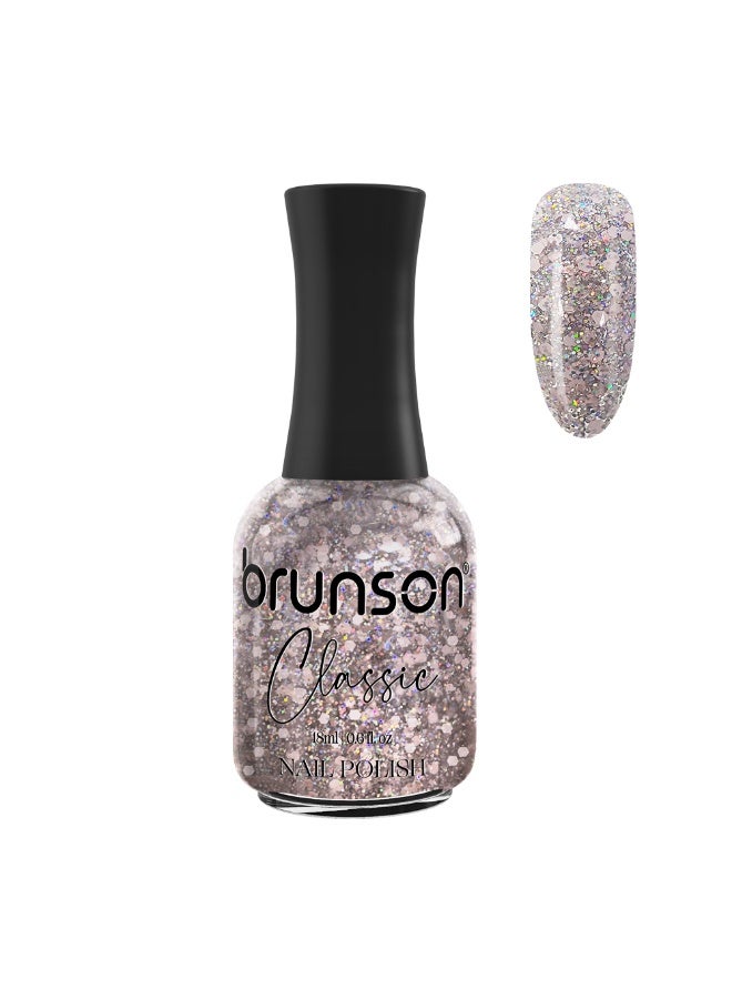 Brunson Classic Nail Polish 18ml Fast Dry Nail Lacquer Nail Harderner Normal Polish Glossy Gel Effect Quick Air Dry Long-Lasting Natural Nail Enamel Salon Quality Manicure Pedicure Regular Polish - Image 1