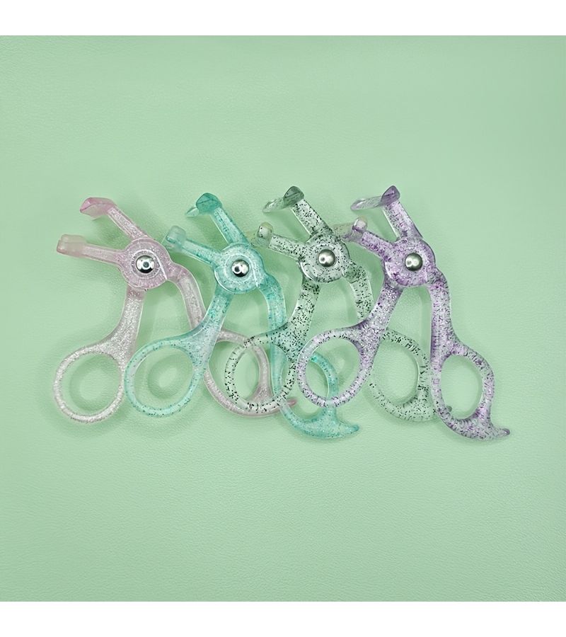 Green Transparent Eyelash Curler Set with 10 Replacement Pads Long Holding Wide Angle for Beginners - Image 2