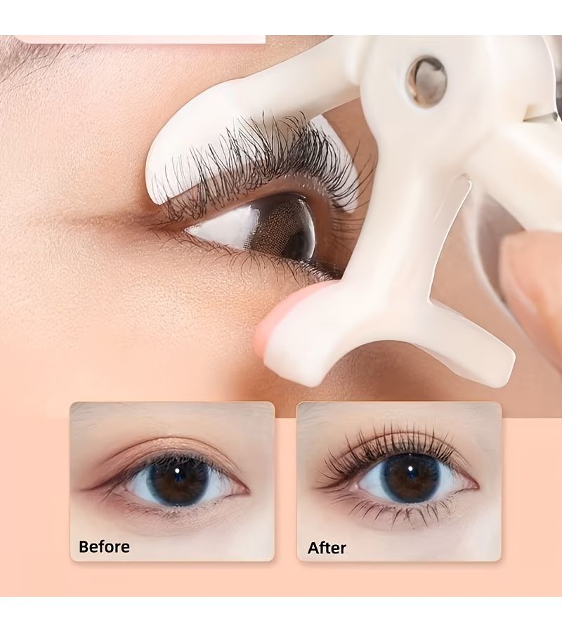 Green Transparent Eyelash Curler Set with 10 Replacement Pads Long Holding Wide Angle for Beginners - Image 3