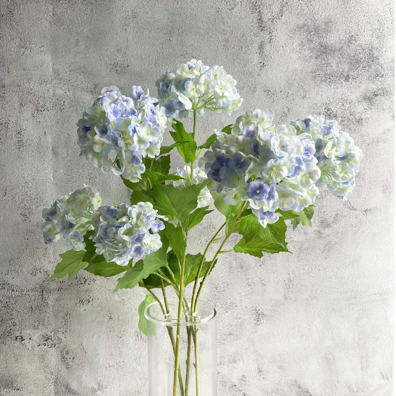 YalzoneMet Artificial Snowball Viburnum 4 Pcs 268 in Graduated Blue Small Hydrangea 2 Head Natural Lifelike Real Touch Faux Latex Long Stem Vibernum Flower for Home Decoration Outdoor Wedding Deco