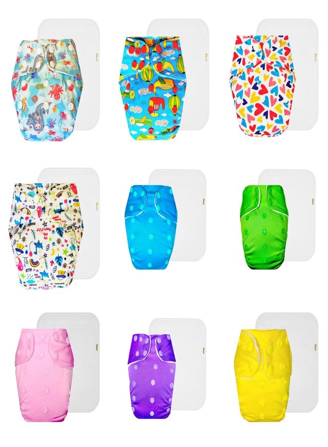 Dumbledo Premium Cloth Diaper with Cotton Insert (Pack of 9) | Soft & Gentle | 6-Layer Absorbent Pad | Quick Dry | Designed by Moms | 3 Months - 3 Years | Unisex Baby - Image 1