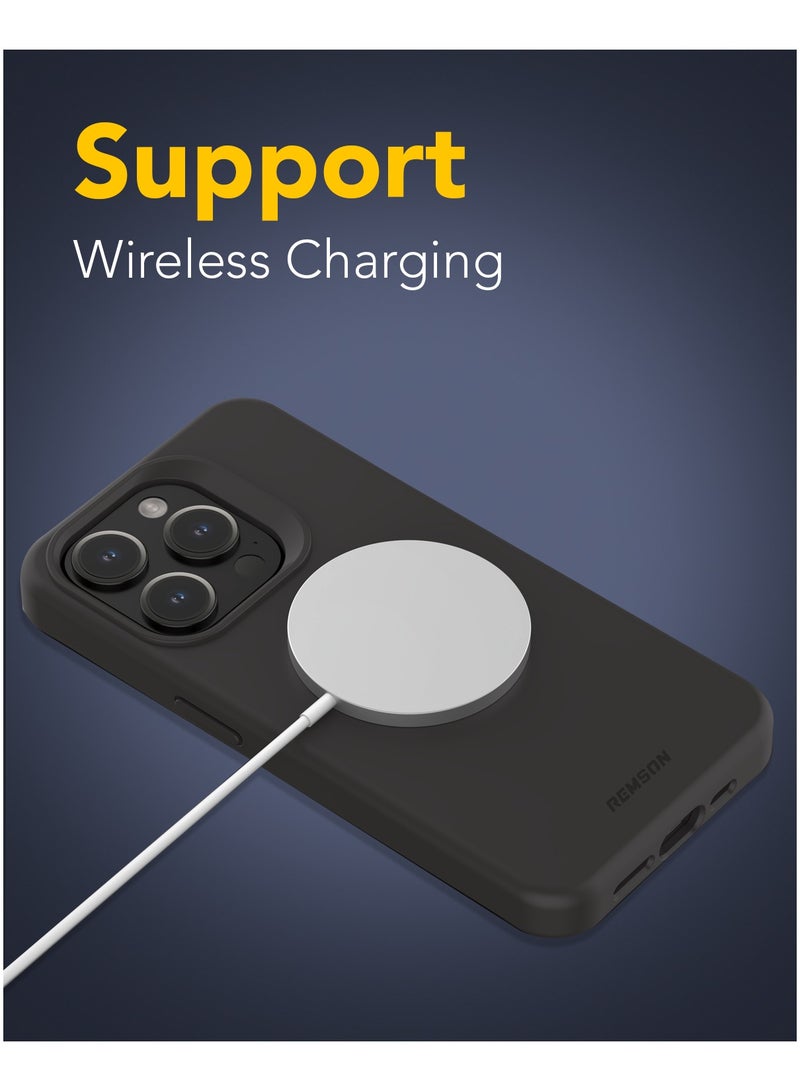 Remson غطاء سيليكوني واقي هجين مغناطيسي من ريمسون ماج-إكس متوافق مع آيفون 15 برو 6.1 بوصة - أسود - Image 3