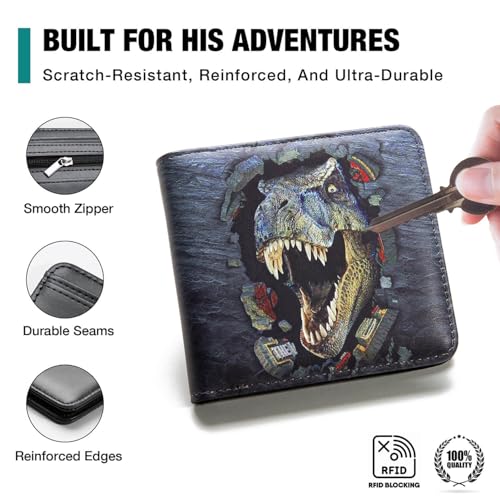 Amutta Kids Wallet for Boys, Cool Teen Boys Wallet for Kids Ages 4-5-6-7-8-9-10-11-12-13-14-15-16, Leather Wallet for Teen Boy, Dinosaur Dino Raptor Teenage Teenager Youth Gift Christmas Birthday - Image 5
