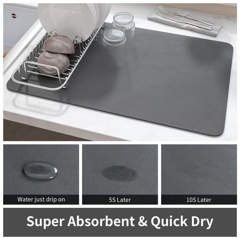 SWEEVAN New Dish Drying mat for Kitchen Water Absorbent mat Drying mat for Kitchen Utensils Large Dry mat for Kitchen Utensils Drying mat Water Absorbent mats for Kitchen Items 40X60 - Image 3