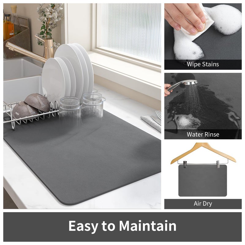 SWEEVAN New Dish Drying mat for Kitchen Water Absorbent mat Drying mat for Kitchen Utensils Large Dry mat for Kitchen Utensils Drying mat Water Absorbent mats for Kitchen Items 40X60 - Image 4
