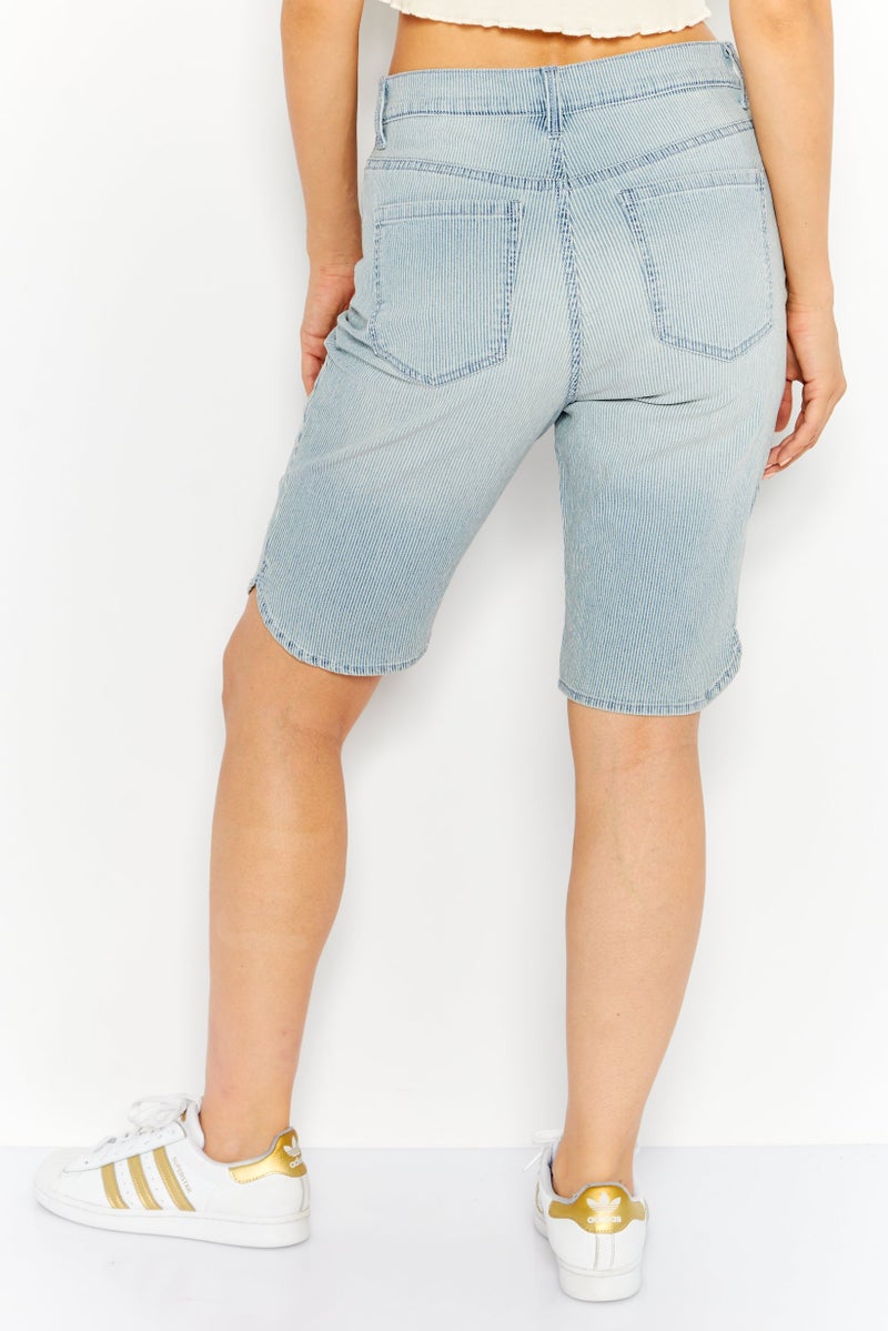 Gloria Vanderbilt Women Striped Basic Shorts, Blue - Image 3