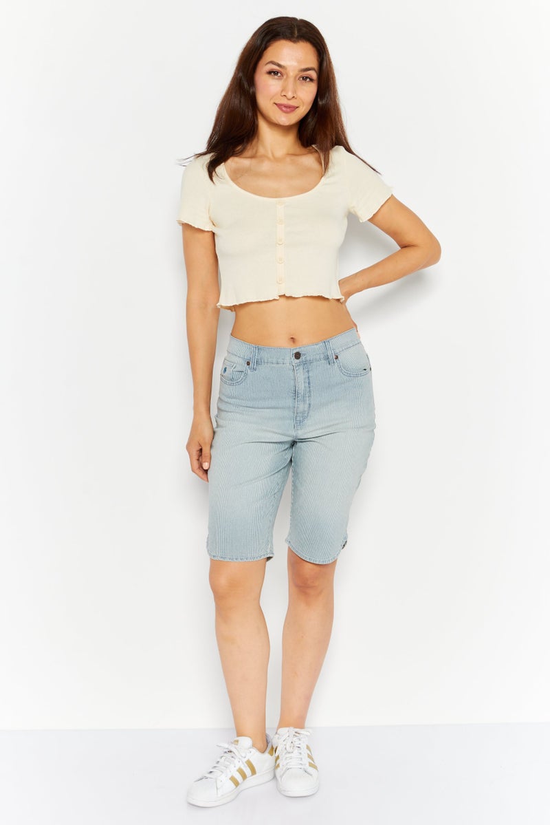 Gloria Vanderbilt Women Striped Basic Shorts, Blue - Image 4