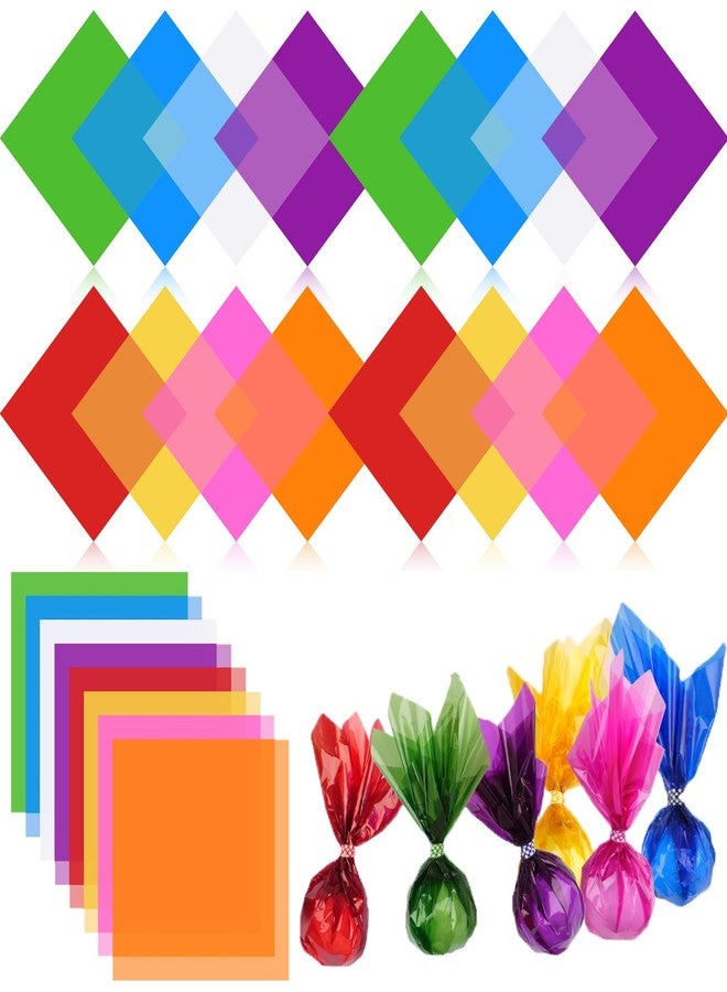PEASUG 120 PCS Cellophane Sheets, Cello Sheets, Cellophane Paper Sheets, Colored Cellophane Wrap, Transparent Plastic Sheets for DIY Crafts Project, Art, Lights, Window Decoration（7.5x7.5 Inches) - Image 1