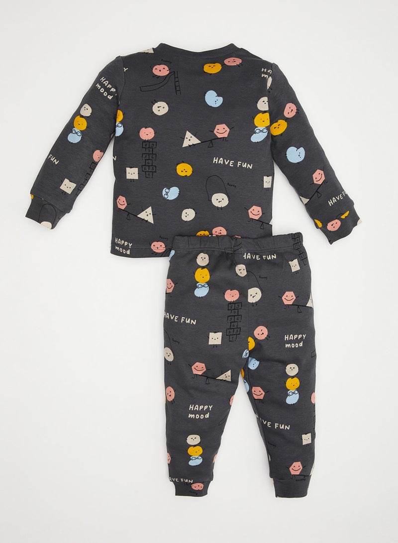 DeFacto Printed Long Sleeve Top And Bottom Pajama Set  - Image 2
