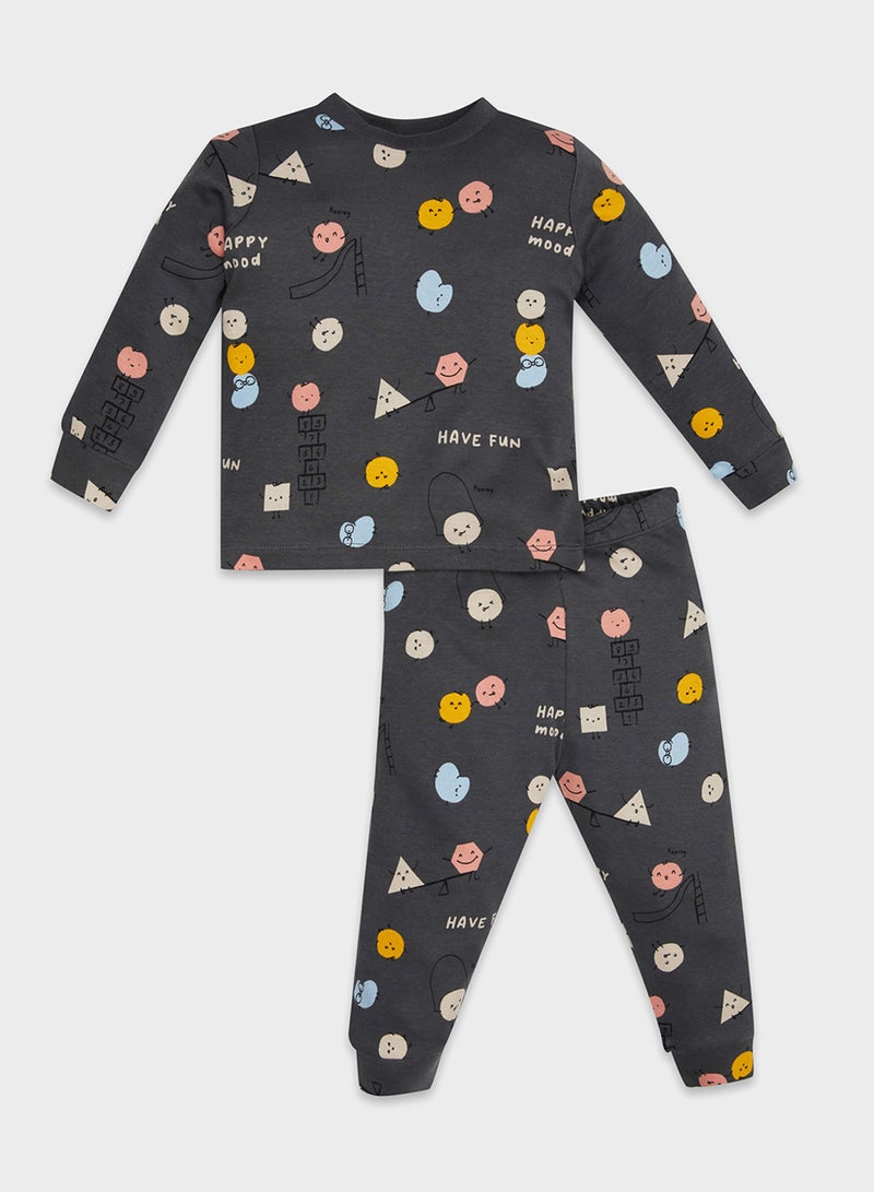 DeFacto Printed Long Sleeve Top And Bottom Pajama Set  - Image 1