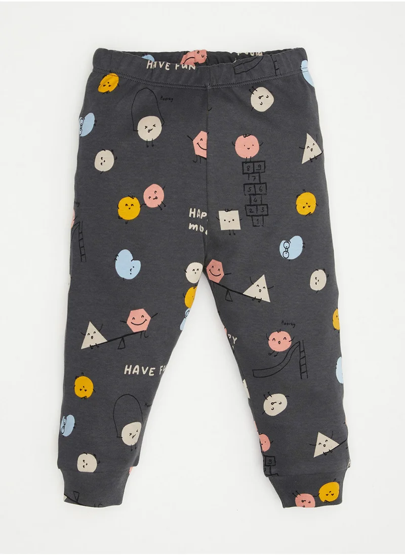 DeFacto Printed Long Sleeve Top And Bottom Pajama Set