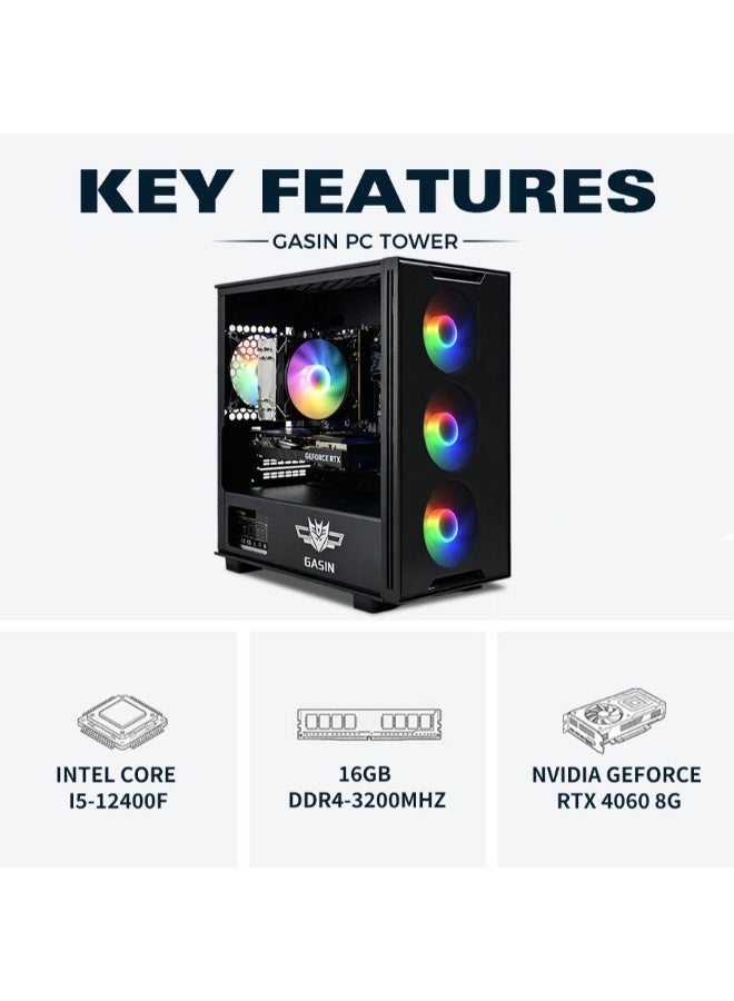 غاز جهاز ألعاب الكمبيوتر 4060 مع معالج كور I5-12400F/بطاقة رسومات NVIDIA GeForce RTX 4060/قرص SSD سعة 1TB/ذاكرة RAM سعة 16GB DDR4/نظام ويندوز 11 - Image 3
