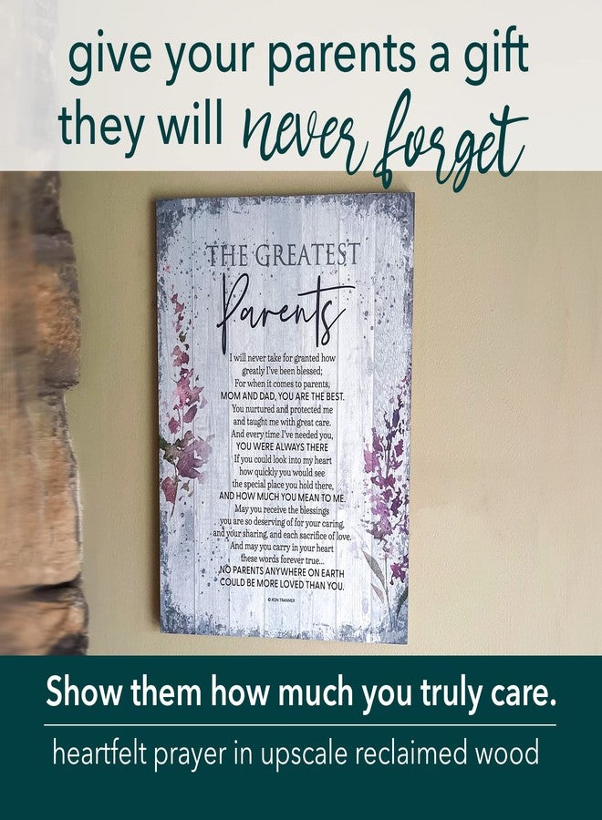 DEXSA Greatest Parents Wood Plaque - Made in the USA - 11.75 in x 15 in - Classy Vertical Frame Wall Hanging Decoration | Mom & Dad, you are the Best | Christian Family Religious Home Decor Saying - Image 2
