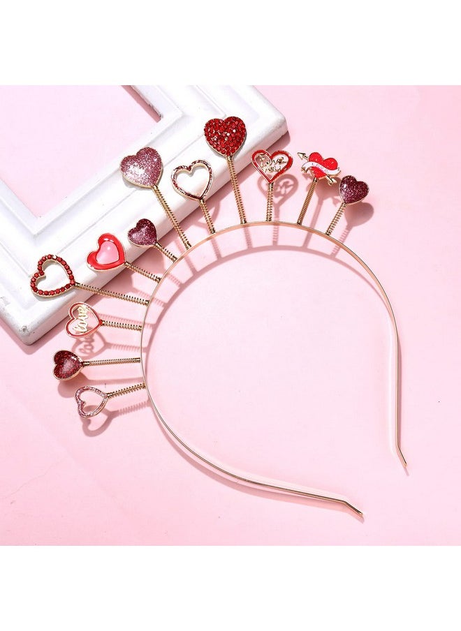 Boderier Valentines Day Headband Glitter Rhinestone Heart Head Bopper Tiara Headband Valentines Day Gifts For Women Teen Girls Heart  - Image 2