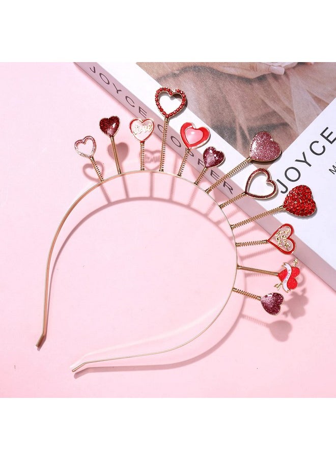 Boderier Valentines Day Headband Glitter Rhinestone Heart Head Bopper Tiara Headband Valentines Day Gifts For Women Teen Girls Heart  - Image 3