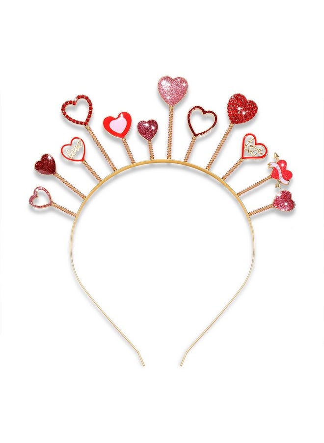 Boderier Valentines Day Headband Glitter Rhinestone Heart Head Bopper Tiara Headband Valentines Day Gifts For Women Teen Girls Heart  - Image 1